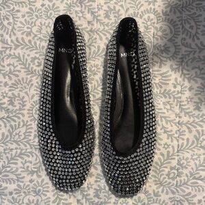 Mango Rhinestone Ballet Flats Women's